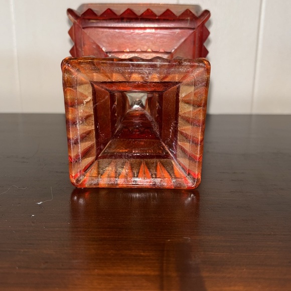 Jeannette Glass Amberina Wedding Bowl Candy Dish or Wedding Cake Box  Red Amber - Picture 4 of 6